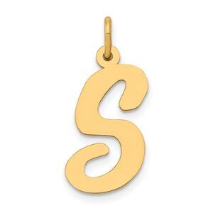 14k Yellow Gold Madison Collection LG Classic Script Initial S Pendant